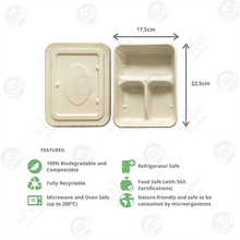 Load image into Gallery viewer, Bagasse Eco Bento Tray Mini w/ Lid