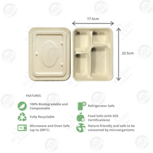 Load image into Gallery viewer, Bagasse Eco Bento Tray Mini w/ Lid