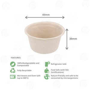 Bagasse Eco Sauce Cup w/ Lid (55ml)