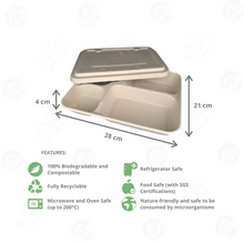 Load image into Gallery viewer, Bagasse Eco Bento Tray w/ Lid