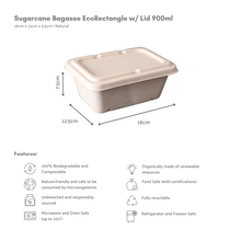 Load image into Gallery viewer, Bagasse Eco Rectangle w/ Lid